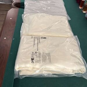 Cream and Gray Silk Blackout Window Curtains Set Of 2 In Each Bag